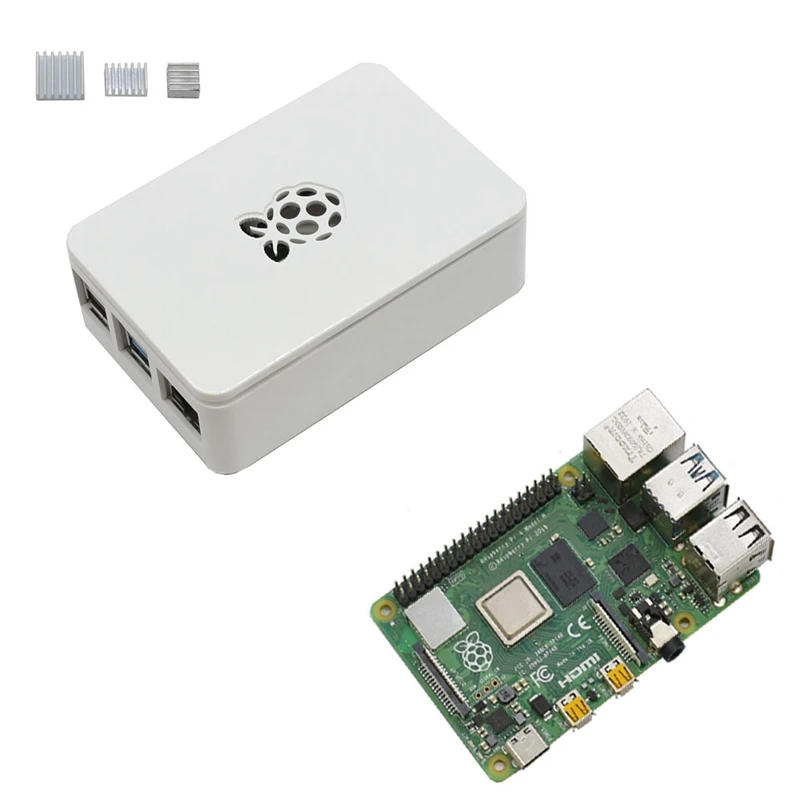 Для Raspberry Pi 4 Модель B 4G ram ABS чехол с серебряными радиаторами Поддержка 2,4/5,0 ГГц wifi Bluetooth 5,0 для RPI 4 DIY Kit