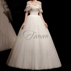 Sweetheart A-Line Backless Wedding Dresses Lace Classic Short Sleeve Floor-Length Bridal Gown robe de mariée vestido de noiva