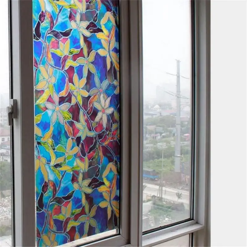 2D 45x100 см Антистатическая стеклянная наклейка цветная Орхидея Скраб оконная стеклянная пленка самоклеящаяся оконная пленка наклейка