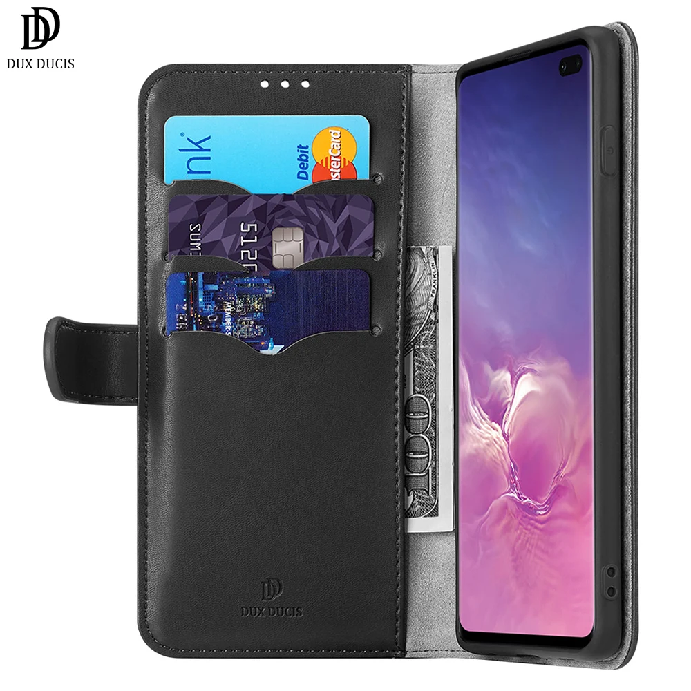 Чехол книжка с бумажником для samsung S10 + Note 10 Plus Мягкий защитный чехол подставкой и