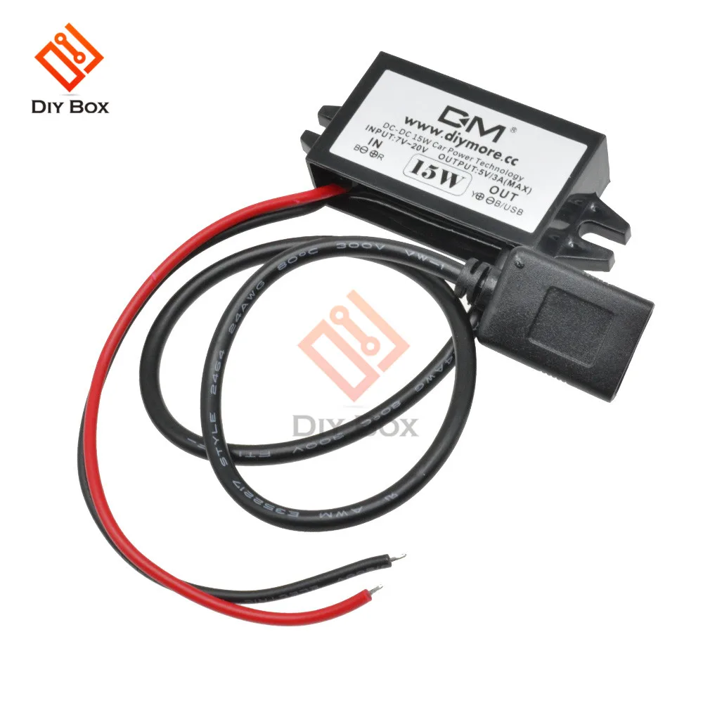 DC-DC от 12 В до 5 В пост 3A 15 Вт Шаг вниз Мощность конвертер USB Мощность для автомобильного адаптера более Температура тока защита от короткого