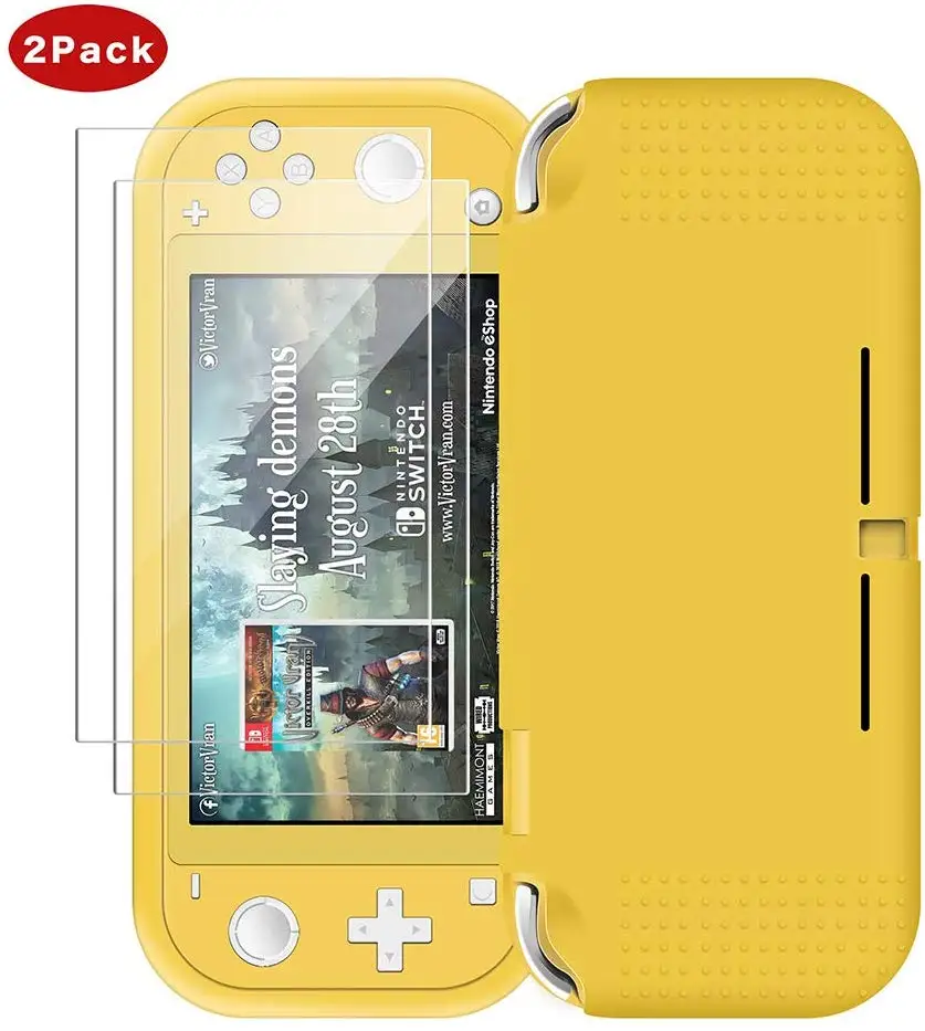 Защитные аксессуары силиконовый чехол для nintendo Switch Lite с 2 упаковками из закаленного стекла протектор экрана-желтый