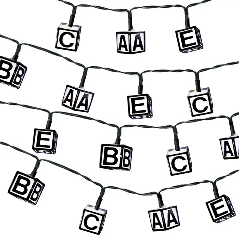 30 LEDs String Light Solar Powered Letters Printed Decorative Lamp Party Garden