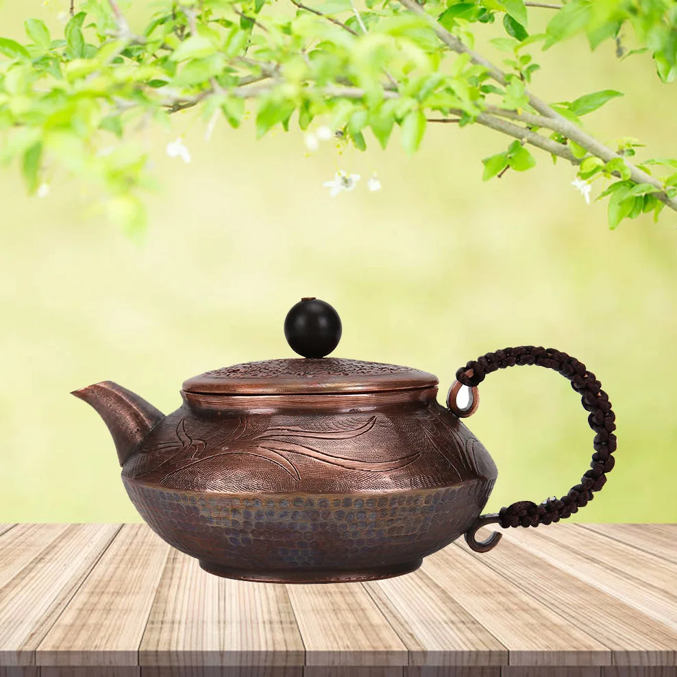 

Маленький медный чайник ручной работы 200 мл, мини-чайник из красной меди с боковой ручкой, маленький чайник для приготовления чая в стиле ретро