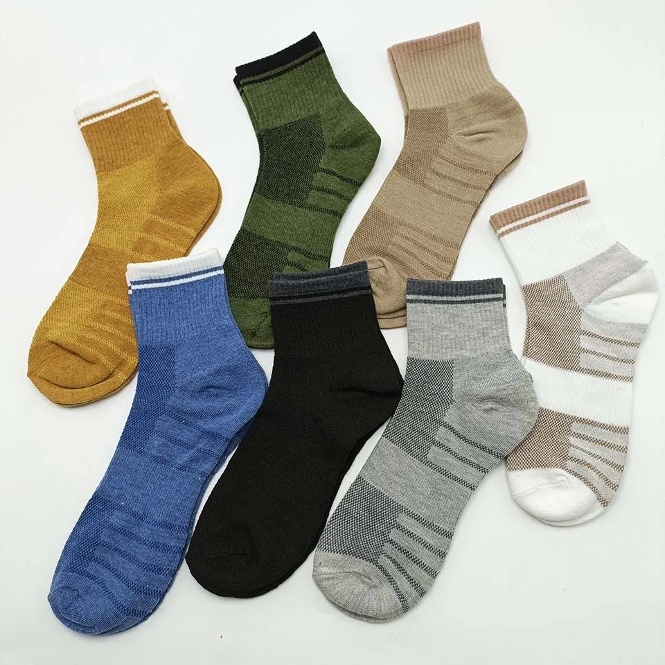 5 Pack Men Cotton Socks Mesh Breathable Short Casual Socks Summer Sports Socks Absorb Sweat Ankle Socks Set