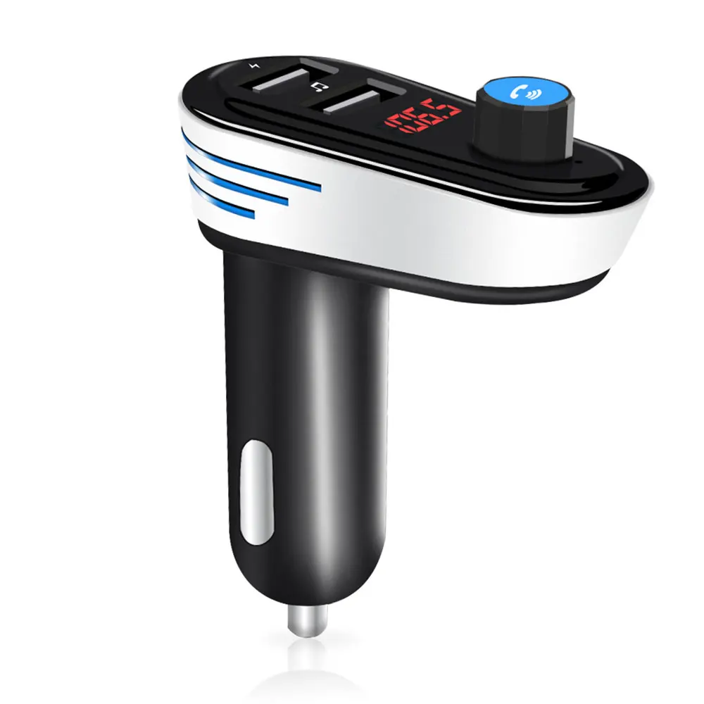 1 шт. Bluetooth Handsfree автомобильный комплект FM модулятор двойной USB зарядка fm-передатчик Bluetooth Автомобильный mp3 плеер - Название цвета: Серебристый