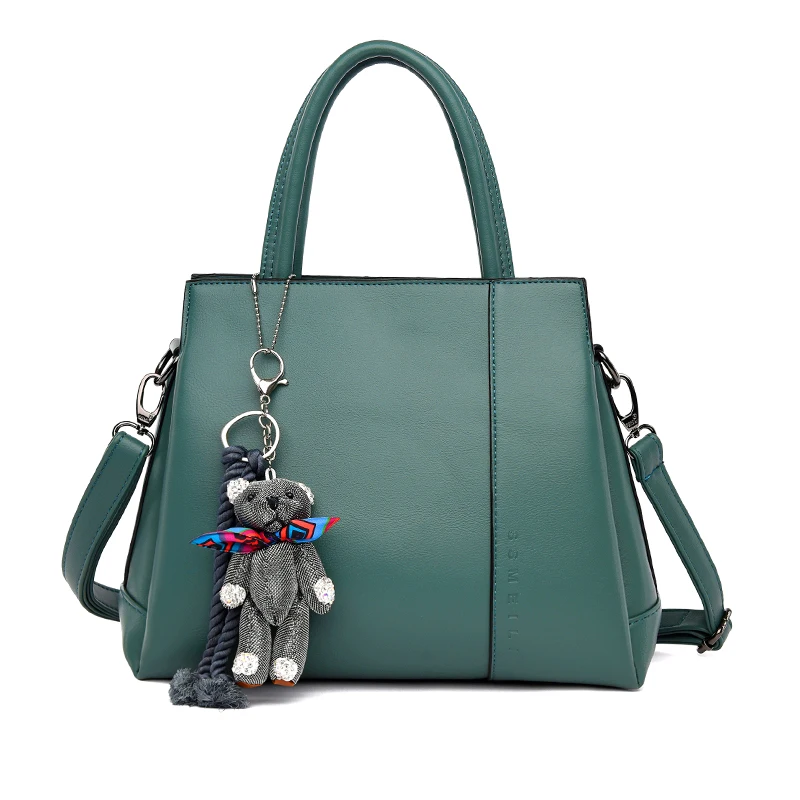 Кожаные сумки с подвеской в виде медведя Большая вместительная женская сумка