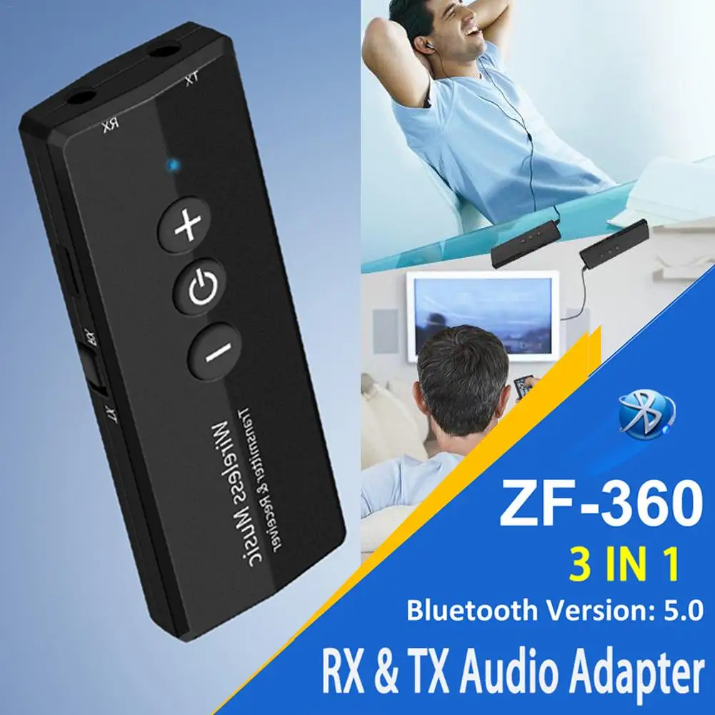 Беспроводной Bluetooth 5,0 аудио передатчик приемник 3-в-1 аудио Беспроводной адаптер USB 3,5 мм Jack для дома ТВ ПК наушники