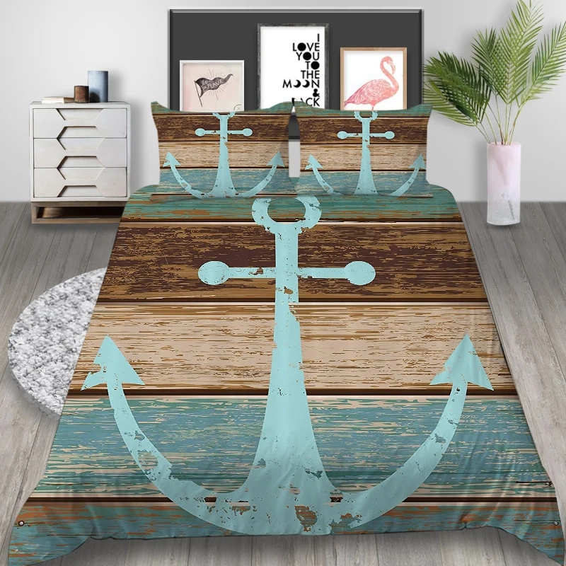 Brown Bedding Set Thumпостельные принадлежности якорь комплект постельного белья пират креативный Ретро King size пододеяльник для двуспальной кровати Твин Полный одиночный двойной уникальная дизайнерская кровать набор - Цвет: Brown Bedding Set