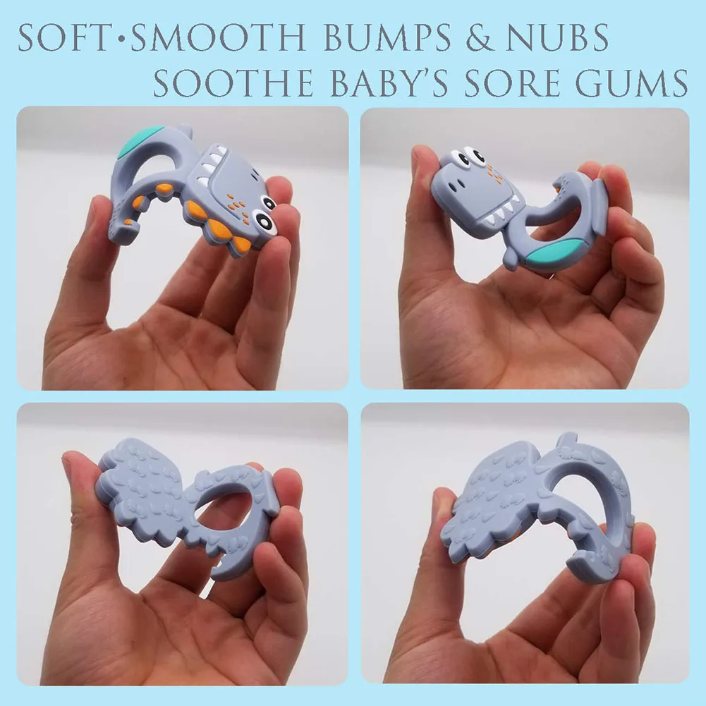 Dinosaur Silicone Baby Chew Pacifier Dummy Teether Sensory Teething Massage Toy New