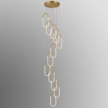 

Gold Medern Pendant Lights Modern Design Hall spiral staircase hanging lamp loft Pendant lamp Acrylic creativity indoor lighting