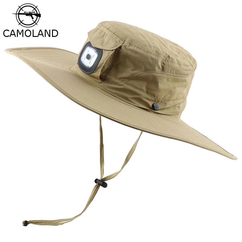 CAMOLAND унисекс светодиодная светящаяся Панама летняя Защита от УФ лучей