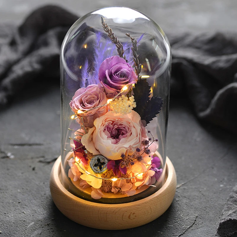 Immortal flower готовая стеклянная крышка immortal rose Ночник светильник микро пейзаж День Святого Валентина креативный подарок