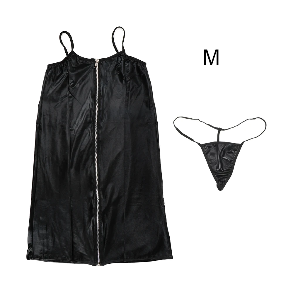 M-xl плюс размер сексуальное белье из искусственной кожи на молнии Клубная одежда пикантное нижнее белье для интима бондаж костюмы Женское Эротическое платье Экзотическая одежда - Габаритные размеры: M