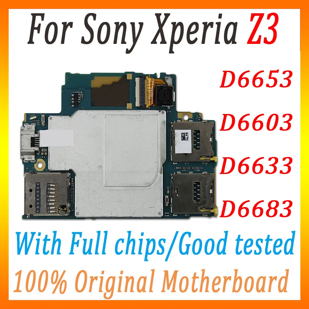 Полностью разблокированная материнская плата для sony Xperia Z3 D6653 D6603 D6633 D6683 с системой Android оригинальная материнская плата с чипами