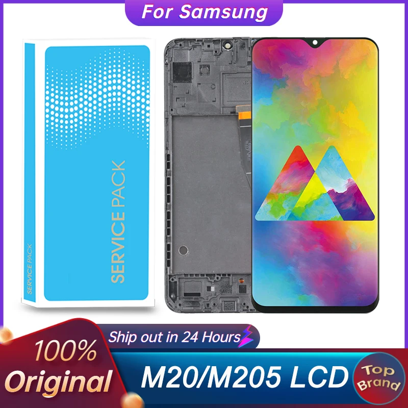 100% Оригинальный Super AMOLED ЖК-дисплей сенсорный экран дигитайзер для Samsung Galaxy M20 M205