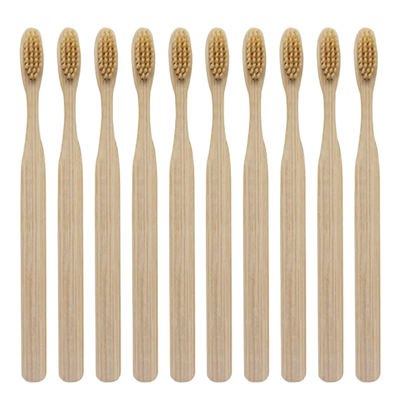 ABVP 20 шт. Экологически чистая деревянная зубная щетка из бамбукового волокна с деревянной ручкой зубная щетка для отбеливания, 10 шт. Радужная и 10 шт. желтая