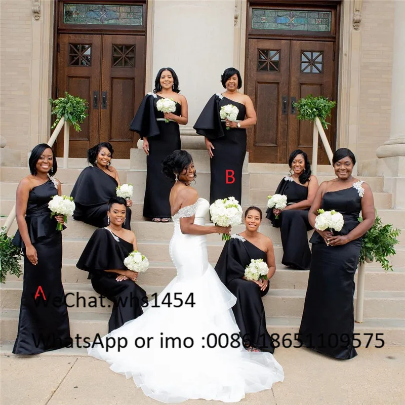 Mbcullyd Crystal Long Bridesmaid Dresses Elegant One Shoulder African Wedding Party Dress Two Styles vestidos de fiesta de