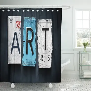 

Street Word on Vintage Broken Car License Plates Sign Old Shower Curtain Waterproof Polyester Fabric 72 x 72 Inches Set