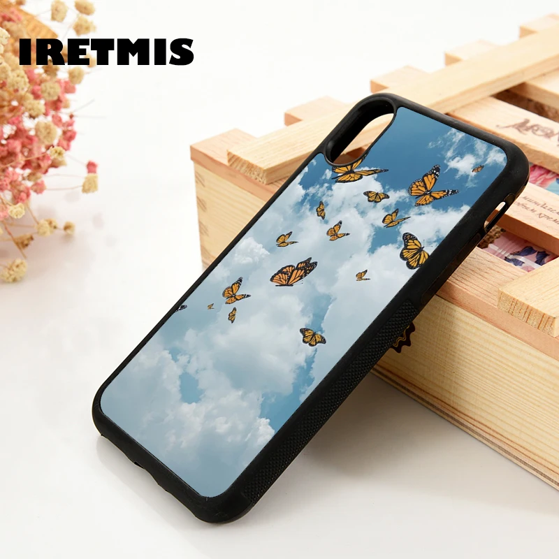 Cover Per Telefono Iretmis 5 5S Se 6 6S Per Iphone 7 8 Plus X Xs 11 12 Mini Pro Max Xr Farfalle Monarch Che Volano Nel Cielo