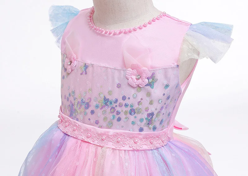 2020 Toddller Kids Unicorn Dresses for Baby Girls Dress Pink Rainbow Birthday Party Princess Dress Purple Costume Pageant Outfit (18)