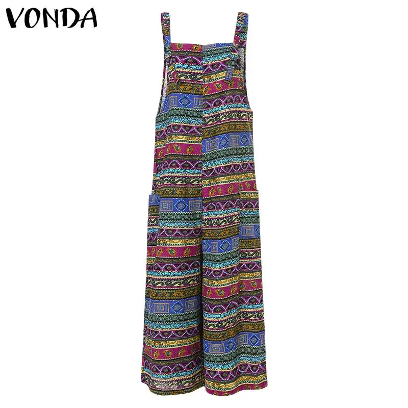 VONDA; Комбинезоны для беременных; повседневные Комбинезоны; свободные прямые широкие брюки с карманами; винтажный комбинезон с принтом; хлопковые комбинезоны для беременных