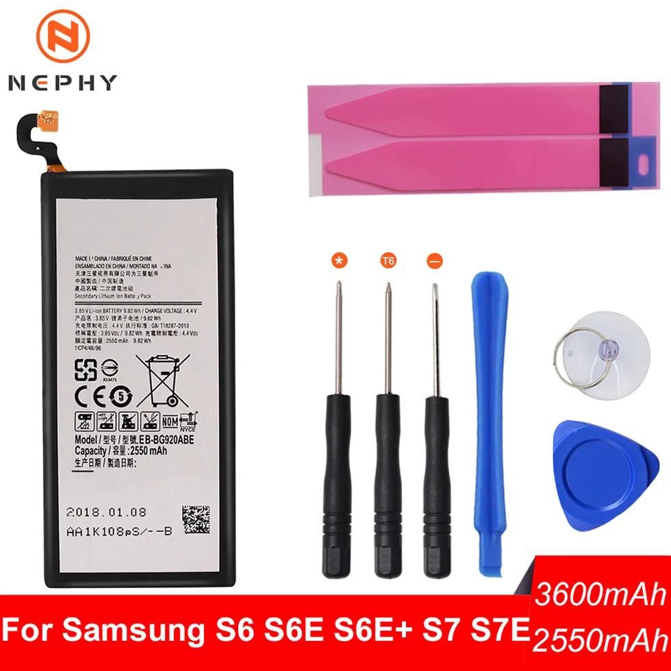Оригинальная батарея Nephy для Samsung Galaxy S6 S7 Edge Plus S6Edge S7Edge G920F G925F G928F G930F G935F замена