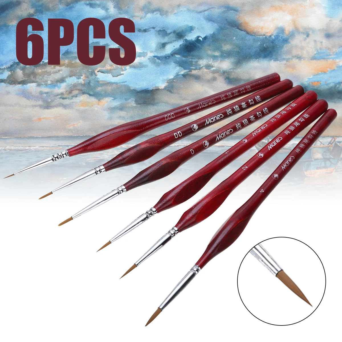 6Pcs Miniature Paint Brush Set Professional Brush Acrylic Painting Thin Hook Line Pen Art Supplies Hand Painted Detail Brushes hdtv antenna professional 3 7m cable thin 50 mile range living room mini hdtv antenna daily use