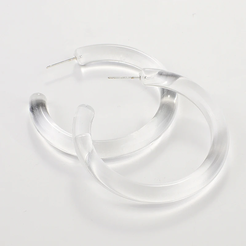 AENSOA, трендовые круглые акриловые серьги-кольца для женщин, прозрачные круглые серьги из смолы, большие прозрачные ацетатные серьги-кольца, ювелирное изделие
