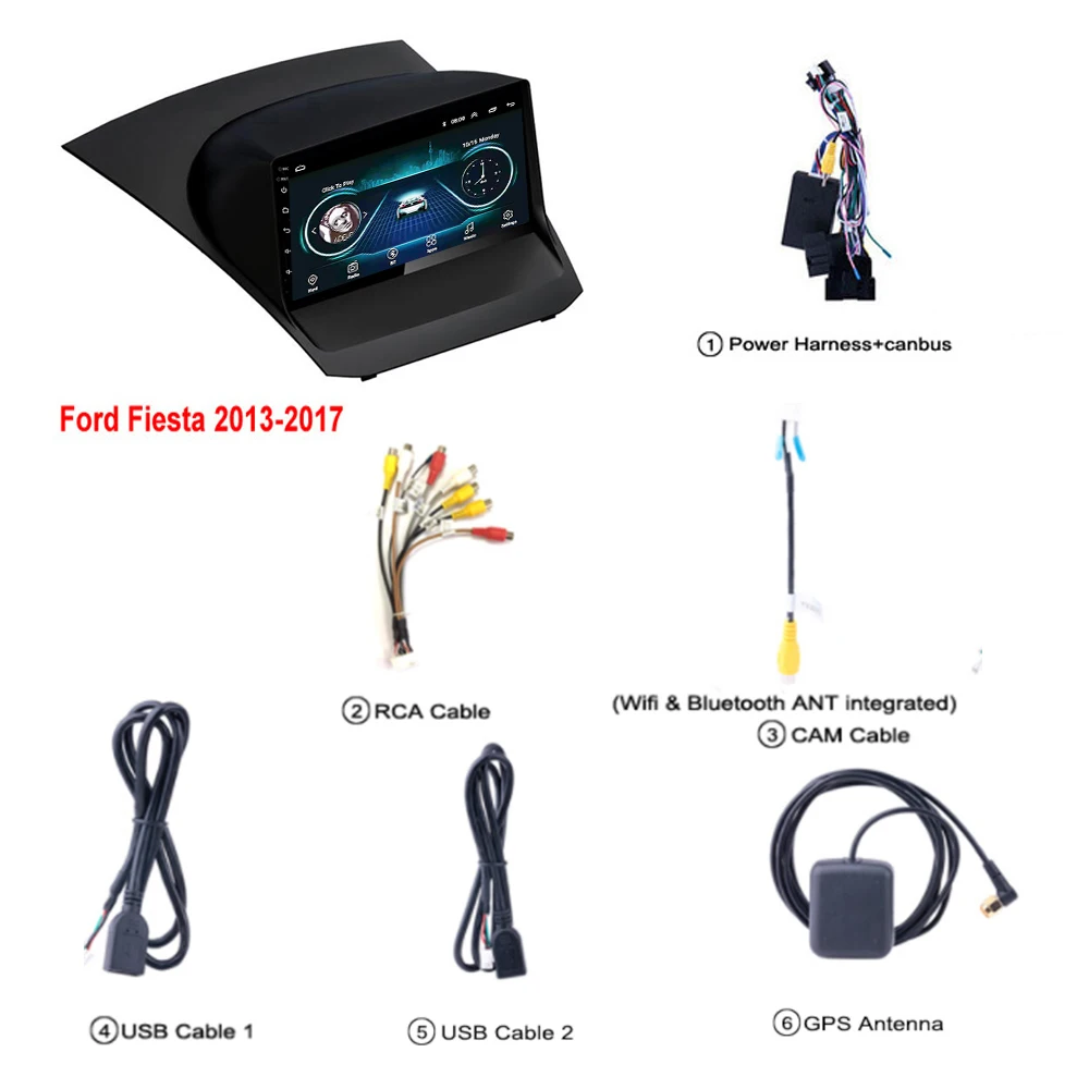 For 2013-2017 Year Автомобильный dvd-плеер для Ford Fiesta радио 2009 2010- Android 8,1 " Мультимедийная система аудио стерео gps Navi SWC tv WiFi no 2 din - Цвет: For 2013-2017 Year