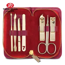777(три семерки) Высокое качество углеродистой стали золотой клипер для ногтей триммер для маникюра, педикюра 7 в 1 дом/Путешествия Мода NTS-2012G