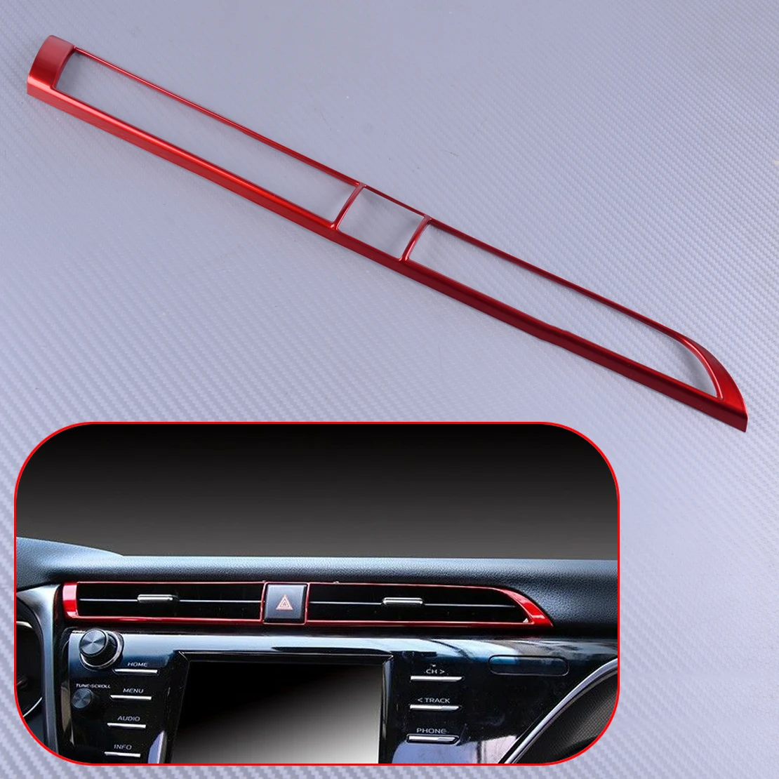 

DWCX Red ABS Car Console Central Middle Air Vent Outlet Cover Frame Moulding Trim Fit for Toyota Camry 2018 2019
