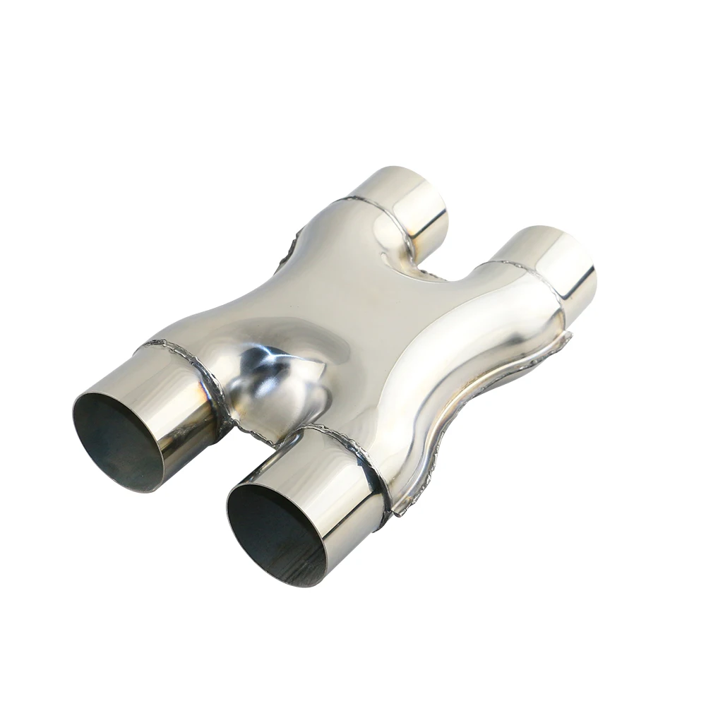 63mm/76mm inlet universal stainless steel silencer loud modified exhaust X-pipe adapter connector tube