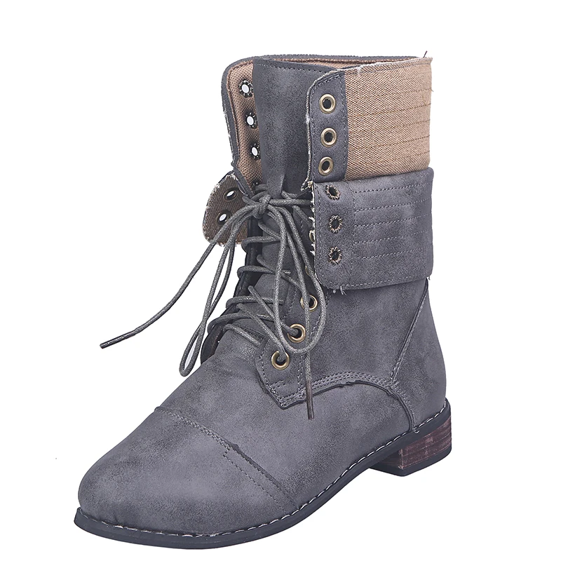 Woman Boots Classic Western Mid Calf Cowboy Boot For Women Retro Cowgirl Boots Low Heels Fashion Women Shoes Platform Botin Muje - Цвет: darkgrey