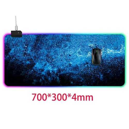 Большой игровой RGB коврик для мыши 14 цветов светодиодный светящийся usb-кабель питания клавиатура подсветка крутая мышь коврик скоростная игра с обработанным краем противоскользящая - Цвет: 700x300x4 mm