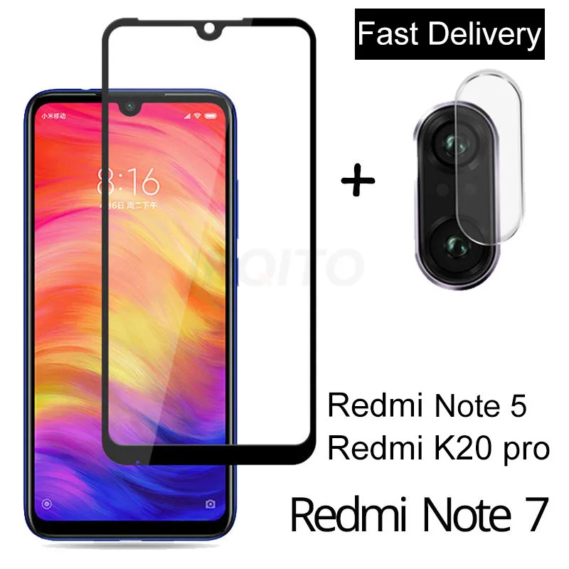 

2-in-1 Camera Glass For Redmi Note 7 8 5 K20 pro Tempered Glass Screen Protector For Xiaomi Redmi 6 7 Note 8 7 Pro Glass Film