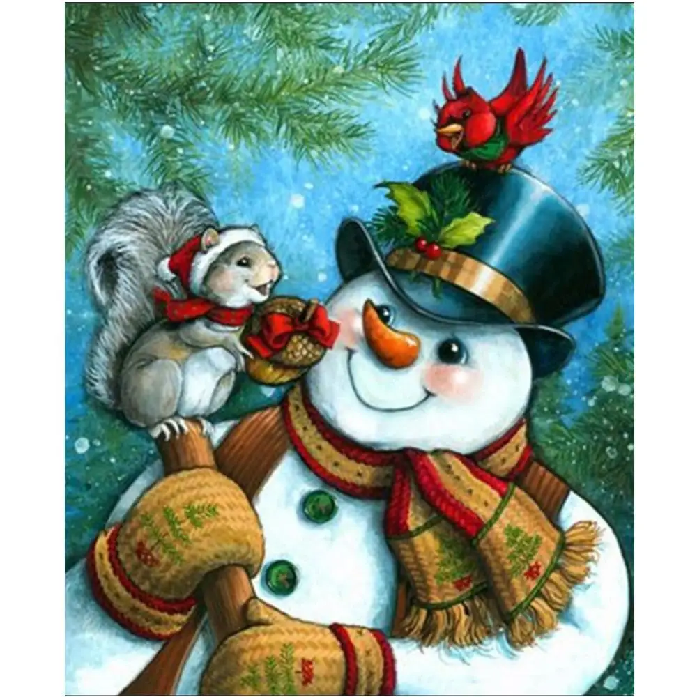 Christmas snowman DIY Кристалл полный дрель бриллиантовый рисунок Рождество Снеговик, лось, Санта-Кот крестиком Набор Мозаика круглые бусины подарок для детей - Цвет: Christmas snowman