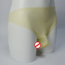 Прессформа прозрачный латекс мужские сексуальные шорты короткие с мячом петух Связывание пенис половина покрытия