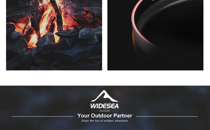 Widesea Camping Liefert Aluminium Hängen Topf Küche Für Kochen Im Freien Antihaft-kochgeschirr 2 ~ 3 Personen Für Tourismus Wanderung Picknick – Detail 3