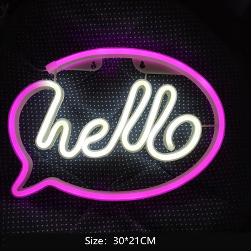 Sexy Hello Neon Sign Lights Store Greeting Neon Lamp for Shop Home Xmas Holiday Wall Decor Neon Pink Battery or USB Powered