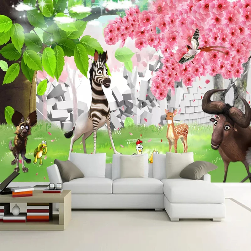 

Custom Photo Wallpapers Home Decor 3D Cartoon Animal Zebra Children Room Bedroom Kids Room Wall Decoration Mural Papel De Parede