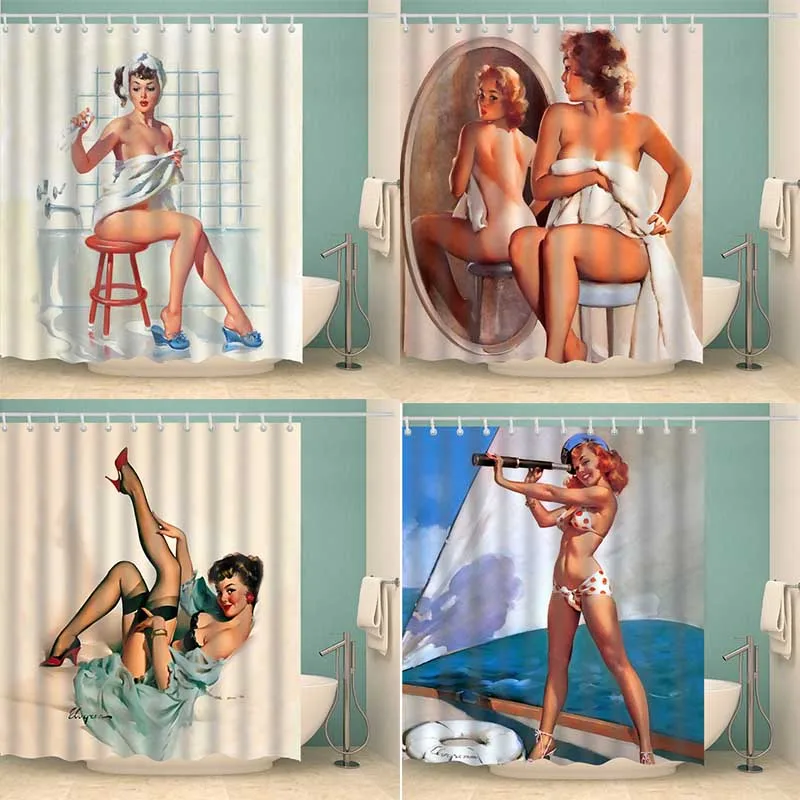 Американская Девушка печатная 3D Сексуальная занавеска для душа s