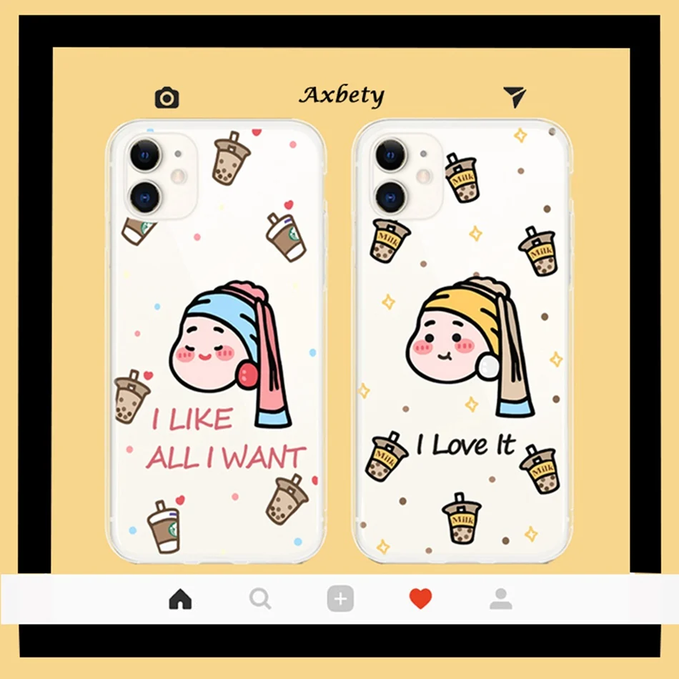 For Huawei P40 P20 P30 Pro Case Cute Cartoon Boba Milk Tea Girl Mate 30 20 10 Lite Transparent soft Cover |