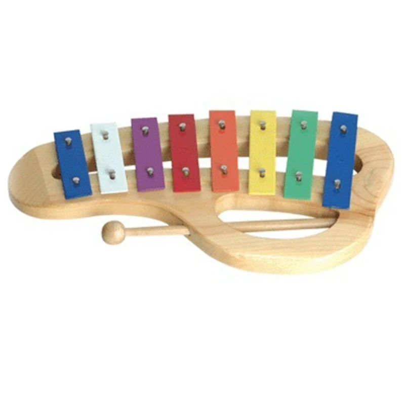 ELOS-ручной стук ксилофон Glockenspiel с молотками 8 тонов красочные металлические бруски деревянный музыкальный инструмент Дошкольный образовательный
