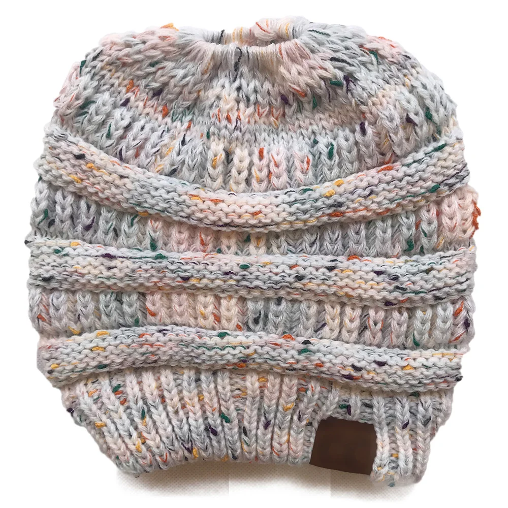 White Женская модная шапка конский хвост Cc Beanies, вязаная женская шапка Beanie для девочек, шапка, мягкие теплые шапки для девушек - Цвет: White