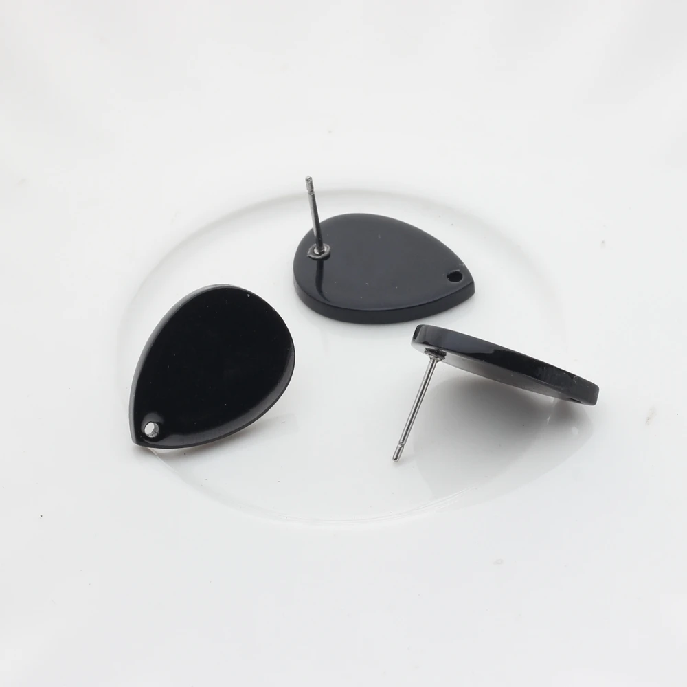 Schwarz Acetat Harz Tränen Wasser Tropfen Ohrringe Basis Anschlüsse 6 teile/los 15*20mm Für DIY Mode Ohrringe Schmuck zubehör – Detail 9