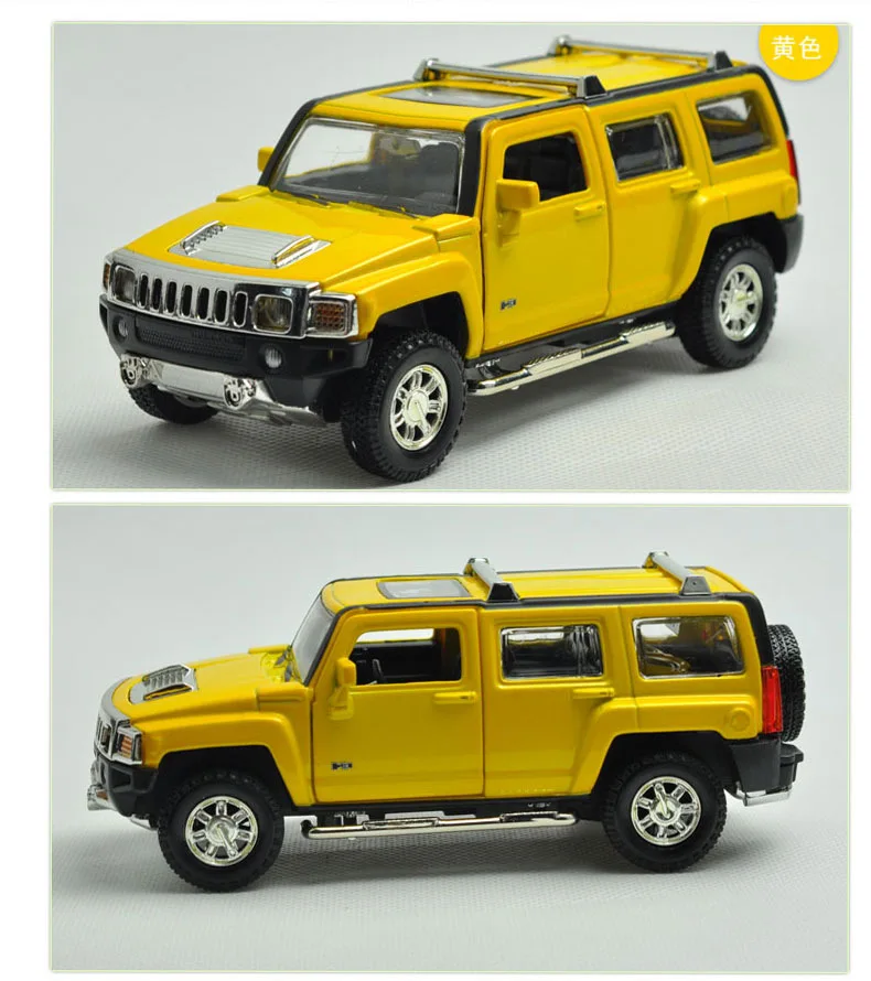 1:32 из сплава с высокой имитацией Hummer H3 звук и светильник для внедорожника может открыть дверь развивающая игрушка для мальчиков модель автомобиля для подарков