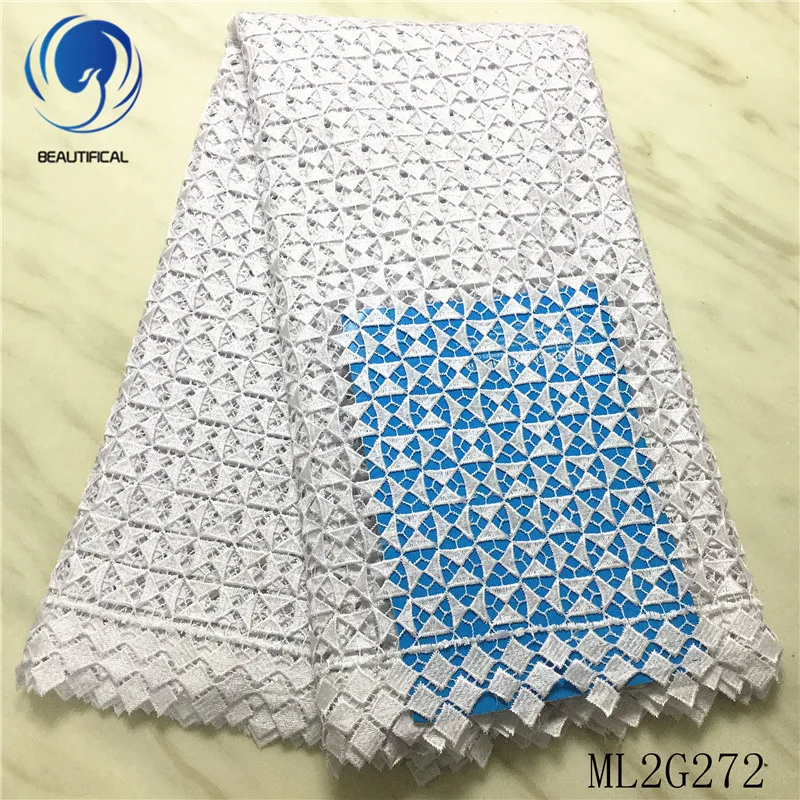 

BEAUTIFICAL African lace fabrics New arrival nigerian water soluble lace fabric for wedding guipure cord lace 5yards ML2G272