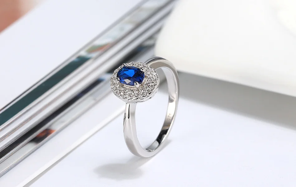 ORSA JEWELS роскошное кольцо из стерлингового серебра с синим большим цирконием, отлично отполированное вечерние аксессуары, модное ювелирное изделие SR175