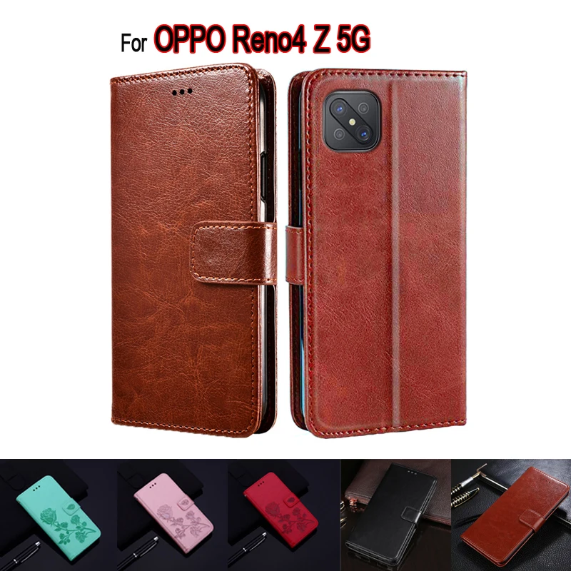 Flip Cover For OPPO Reno 4Z 5G Case Phone Protective Shell Funda On OPPO  Reno4 Z CPH2065 Leather Hoesje Etui Book Capa Bag Cases